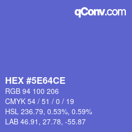 カラーコード: HEX #5E64CE | qconv.com