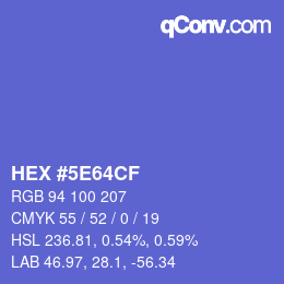カラーコード: HEX #5E64CF | qconv.com
