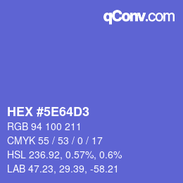 Farbcode: HEX #5E64D3 | qconv.com