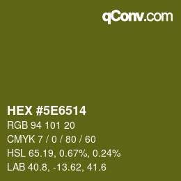 Color code: HEX #5E6514 | qconv.com