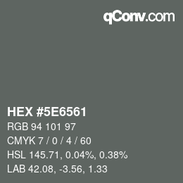 Color code: HEX #5E6561 | qconv.com