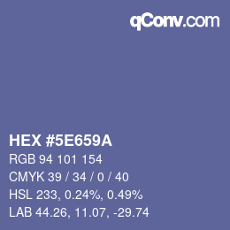 Code couleur: HEX #5E659A | qconv.com