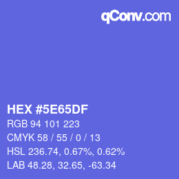 Farbcode: HEX #5E65DF | qconv.com