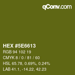 Color code: HEX #5E6613 | qconv.com