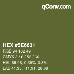 Color code: HEX #5E6631 | qconv.com