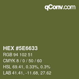 Color code: HEX #5E6633 | qconv.com