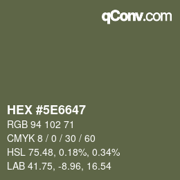 Color code: HEX #5E6647 | qconv.com