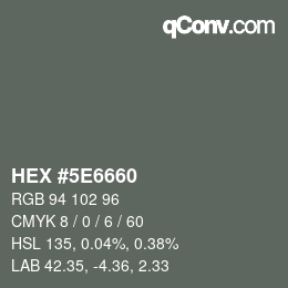 Color code: HEX #5E6660 | qconv.com