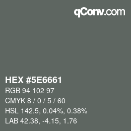 Color code: HEX #5E6661 | qconv.com