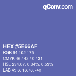 Farbcode: HEX #5E66AF | qconv.com