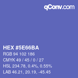 Color code: HEX #5E66BA | qconv.com