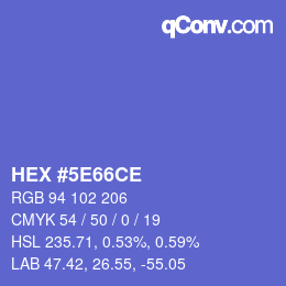 カラーコード: HEX #5E66CE | qconv.com