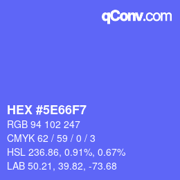 Farbcode: HEX #5E66F7 | qconv.com