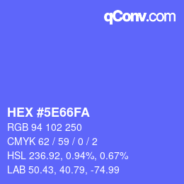 カラーコード: HEX #5E66FA | qconv.com