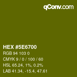 Color code: HEX #5E6700 | qconv.com