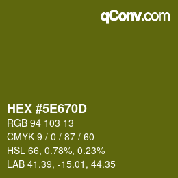 Color code: HEX #5E670D | qconv.com