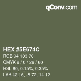 Color code: HEX #5E674C | qconv.com