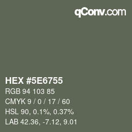 Color code: HEX #5E6755 | qconv.com