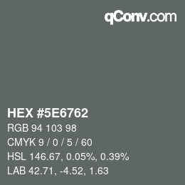 Color code: HEX #5E6762 | qconv.com
