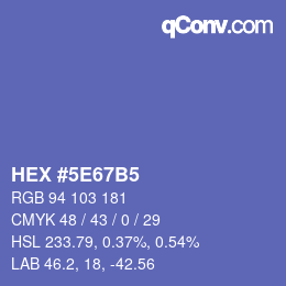 Farbcode: HEX #5E67B5 | qconv.com