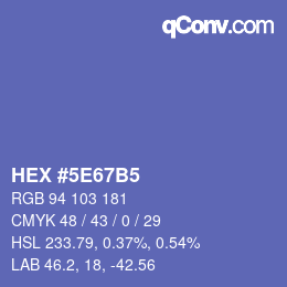 Color code: HEX #5E67B5 | qconv.com