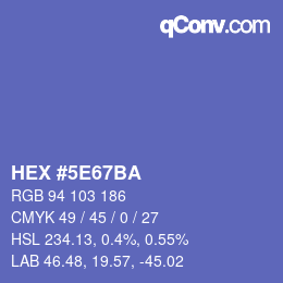 カラーコード: HEX #5E67BA | qconv.com