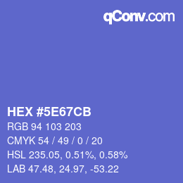 Color code: HEX #5E67CB | qconv.com