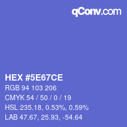 カラーコード: HEX #5E67CE | qconv.com