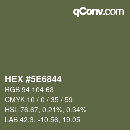 Color code: HEX #5E6844 | qconv.com