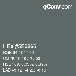 Color code: HEX #5E6866 | qconv.com