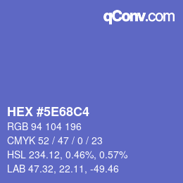 Code couleur: HEX #5E68C4 | qconv.com