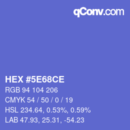 カラーコード: HEX #5E68CE | qconv.com