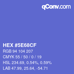 カラーコード: HEX #5E68CF | qconv.com