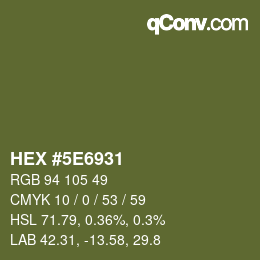 Color code: HEX #5E6931 | qconv.com