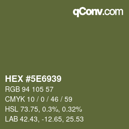 Color code: HEX #5E6939 | qconv.com