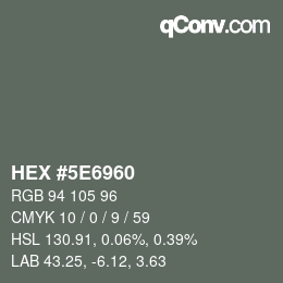 Color code: HEX #5E6960 | qconv.com