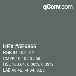Color code: HEX #5E6966 | qconv.com