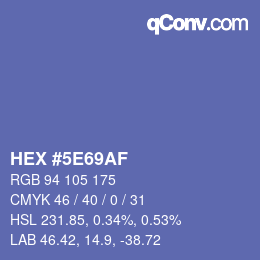 カラーコード: HEX #5E69AF | qconv.com