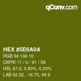 Color code: HEX #5E6A0A | qconv.com
