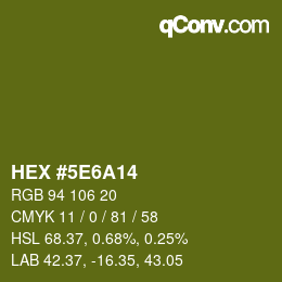 Color code: HEX #5E6A14 | qconv.com