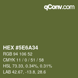 Color code: HEX #5E6A34 | qconv.com