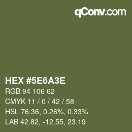 Code couleur: HEX #5E6A3E | qconv.com