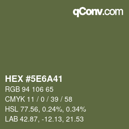 Color code: HEX #5E6A41 | qconv.com