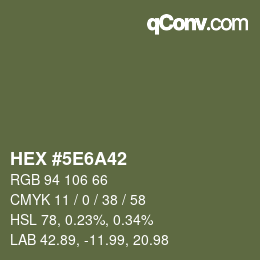 Color code: HEX #5E6A42 | qconv.com