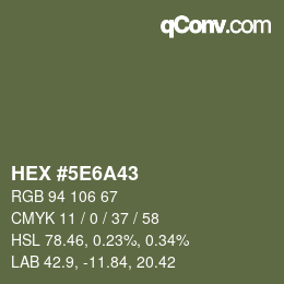 Color code: HEX #5E6A43 | qconv.com