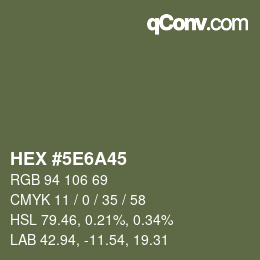 Color code: HEX #5E6A45 | qconv.com