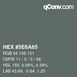 Color code: HEX #5E6A65 | qconv.com