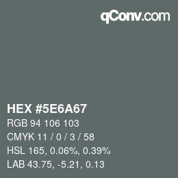 Color code: HEX #5E6A67 | qconv.com