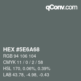 Color code: HEX #5E6A68 | qconv.com