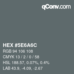 Color code: HEX #5E6A6C | qconv.com